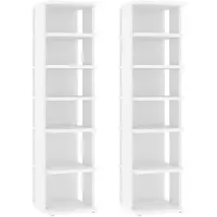vidaXL Schoenenkasten 2 st 27,5x27x102 cm bewerkt hout wit