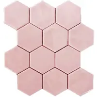 Terre d'Azur Hexagonale Mosaic wandtegel 28x30cm roze - per 5 vellen