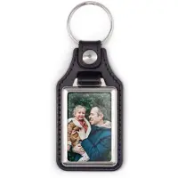 Yoursurprise Leren sleutelhanger met foto - Rechthoek