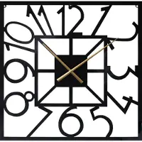 LW Collection wandklok XL Senna zwart met gouden wijzers 80cm - Grote industriële klok metaal stil uurwerk - Moderne zwarte wandklok - Industrieel