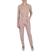 Sarcia.eu John Zack Nude-jumpsuit met lange mouwen en doorschijnende mesh-inzetstukken, slim fit / S