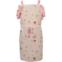 Clayre & Eef Keukenschort Kinderen 48x56 cm Beige Roze Katoen Notenkraker Kookschort Beige Kookschort