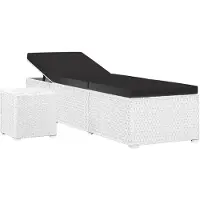 vidaXL Ligbed met kussen en theetafel poly rattan wit