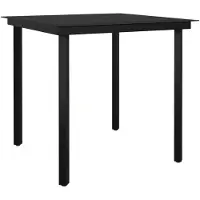 vidaXL Tuintafel 80x80x74 cm staal en glas zwart