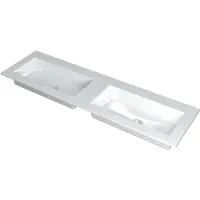 Ink Kraft Meubelwastafel 160x45cm Polystone - Dubbel - Zonder Kraangaten - Glans Wit - 8718835098100 - Rechthoekig - Wastafels, Meubelwastafels