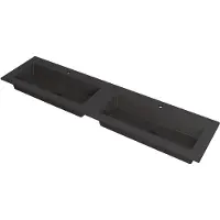 Ink Kraft Meubelwastafel 180x45cm Quartz - Dubbel - 2 Kraangaten - Zwart - 8718835098285 - Rechthoekig - Wastafels, Meubelwastafels