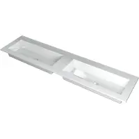 Ink Kraft Meubelwastafel 180x45cm Polystone - Dubbel - Zonder Kraangaten - Glans Wit - 8718835098209 - Rechthoekig - Wastafels, Meubelwastafels