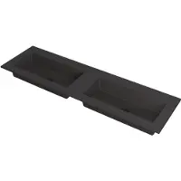 Ink Kraft Meubelwastafel 160x45cm Quartz - Dubbel - Zonder Kraangat - Zwart - 8718835098131 - Rechthoekig - Wastafels, Meubelwastafels