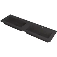 Ink Kraft Meubelwastafel 160x45cm Quartz - Dubbel - 2 Kraangaten - Zwart - 8718835098186 - Rechthoekig - Wastafels, Meubelwastafels