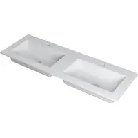 Ink Kraft Meubelwastafel 140x45cm Polystone - Dubbel - 2 Kraangaten - Mat Wit - 8718835098063 - Rechthoekig - Wastafels, Meubelwastafels