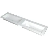 Ink Kraft Meubelwastafel 180x45cm Polystone - Dubbel - 2 Kraangaten - Glans Wit - 8718835098254 - Rechthoekig - Wastafels, Meubelwastafels