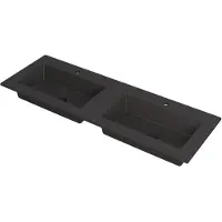 Ink Kraft Meubelwastafel 140x45cm Quartz - Dubbel - 2 Kraangaten - Zwart - 8718835098087 - Rechthoekig - Wastafels, Meubelwastafels