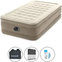 OEM Enkele bedden, luchtbed voor 1 persoon - 99 x 191 x 46 cm - Beige - inclusief pomp - beddengoed en reparatieset