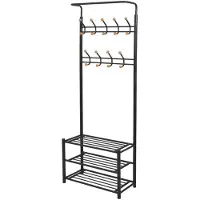 vidaXL Kledingrek met schoenenopberger 68x32x182,5 cm zwart