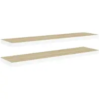 vidaXL Wandschappen zwevend 2 st 120x23,5x3,8 cm MDF eikenkleurig wit