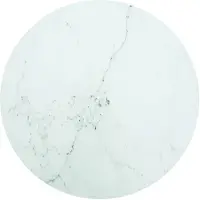 vidaXL Tafelblad Ø70x0,8 cm gehard glas met marmeren design wit