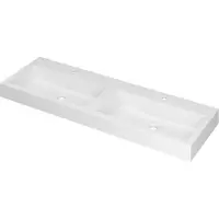 Ink Momento Meubelwastafel 140x45cm Polystone - Dubbel - 2 Kraangaten - Mat Wit - 8718835029623 - Rechthoekig - Wastafels, Meubelwastafels