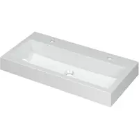 Ink Momento Meubelwastafel 90x45cm Polystone - 2 Kraangaten - Glans Wit - 8718835023447 - Rechthoekig - Wastafels, Meubelwastafels