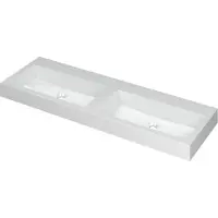 Ink Momento Meubelwastafel 140x45cm Polystone - Dubbel - Zonder Kraangat - Glans Wit - 8718835023515 - Rechthoekig - Wastafels, Meubelwastafels