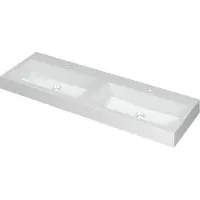 Ink Momento Meubelwastafel 140x45cm Polystone - Dubbel - 2 Kraangaten - Glans Wit - 8718835023522 - Rechthoekig - Wastafels, Meubelwastafels