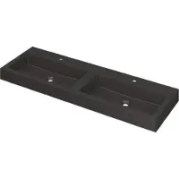 Ink Momento Meubelwastafel 140x45cm Quartz - Dubbel - 2 Kraangaten - Zwart - 8718835023829 - Rechthoekig - Wastafels, Meubelwastafels