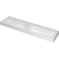 Ink Momento Meubelwastafel 180x45cm Polystone - Dubbel - 2 Kraangaten - Glans Wit - 8718835035112 - Rechthoekig - Wastafels, Meubelwastafels