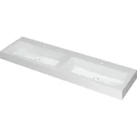 Ink Momento Meubelwastafel 160x45cm Polystone - Dubbel - 2 Kraangaten - Glans Wit - 8718835035037 - Rechthoekig - Wastafels, Meubelwastafels