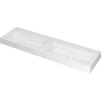 Ink Momento Meubelwastafel 160x45cm Polystone - Dubbel - 2 Kraangaten - Mat Wit - 8718835035044 - Rechthoekig - Wastafels, Meubelwastafels