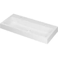 Ink Momento Meubelwastafel 100x45cm - 2 Kraangaten - Polystone Mat Wit - Rechthoekig - Wastafels - Meubelwastafels - 8718835029579