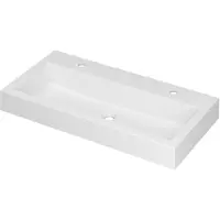 Ink Momento Meubelwastafel 90x45cm Polystone - 2 Kraangaten - Mat Wit - 8718835029548 - Rechthoekig - Wastafels, Meubelwastafels
