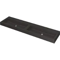 Ink Momento Meubelwastafel 180x45cm Quartz - Dubbel - Zonder Kraangaten - Zwart - 8718835035181 - Rechthoekig - Wastafels, Meubelwastafels