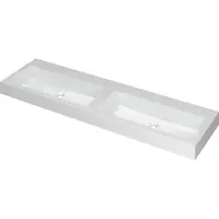 Ink Momento Meubelwastafel 180x45cm Polystone - Dubbel - Zonder Kraangat - Glans Wit - 8718835035150 - Rechthoekig - Wastafels, Meubelwastafels