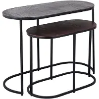Ptmd Janca Black Iron Sidetable Oval Aluminum Top SV2 (Zwart, 66x33x50cm)