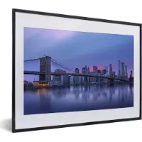 PosterMonkey Fotolijst incl. Poster - New York achter de Brooklyn Bridge - 40x30 cm - Posterlijst