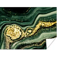 PosterMonkey Poster Marmer - Goud - Glitter - Groen - Marmerlook - Luxe - 80x60 cm