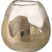 J-Line theelichthouder zoe rond - glas - goud - small