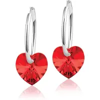 Montebello Oorbellen Claire HZ49 - Swarovski Hart - 925 Zilver Gerhod.- Ø10mm - 20mm