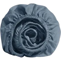 Yumeko Hoeslaken Katoen Satijn 180x210 Blauw - Eco, Bio & Fairtrade