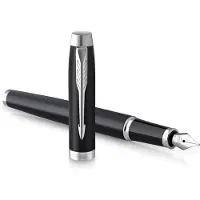 Parker IM vulpen | Matzwart met chroom detail | Fijne punt met blauw inktpatroon | Geschenkdoos