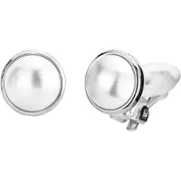 Traveller Parel Oorclips - Dames - 10mm Wit - Zilverkleurig - #113365