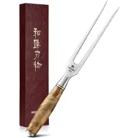 HEZHEN Professionele vleesvork / keukenvork / trancheervork | B30 Series | Handvat van Plataanhout