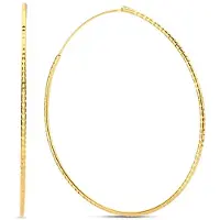 New Bling 9NB-0998 Zilveren Oorringen - Dames - Gediamanteerd - 40 mm Doorsnee - 1,36 mm Dikte - Zilver - Gold Plated (Verguld/Goud op Zilver)