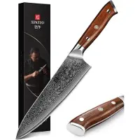 Xinzuo Damascus Koksmes (67 lagen) | B13R Yu | Luxe & Professioneel | Vlijmscherp Damascus staal | 34 cm Keukenmes