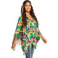 Boland Poncho Hippie met hoofdband (veelkleurig)