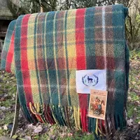 R&D Leder Wollen Tartan Plaid Canadian Rockies - zacht - warm - duurzame wol - Cadeau - Uniek - Picknick - Kleurrijk