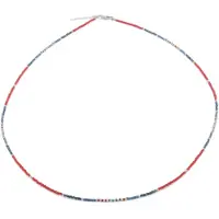 CO88 Collection 8CN-26379 Miyuki Kralen ketting 75cm - Rood Grijs - 70+5cm - 1,8mm Dikte - Staal - Goudkleurig