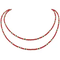 CO88 Collection 8CN-26360 Miyuki Kralen ketting 75cm - Rood - 1,8mm Dikte - Staal - Goudkleurig