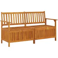 vidaXL Opbergbankje met kussen 148 cm massief acaciahout