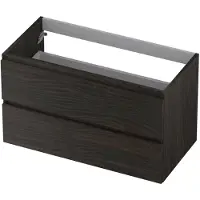 Ink Onderkast 90x45cm - Greeploos - 2 Lades - Intens Eiken - Badkamermeubels, Wastafelonderkasten - 8718835078652