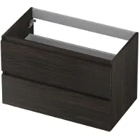 Ink Onderkast 80x45cm - Greeploos - 2 Lades - Intens Eiken - Badkamermeubels, Wastafelonderkasten - 8718835078621